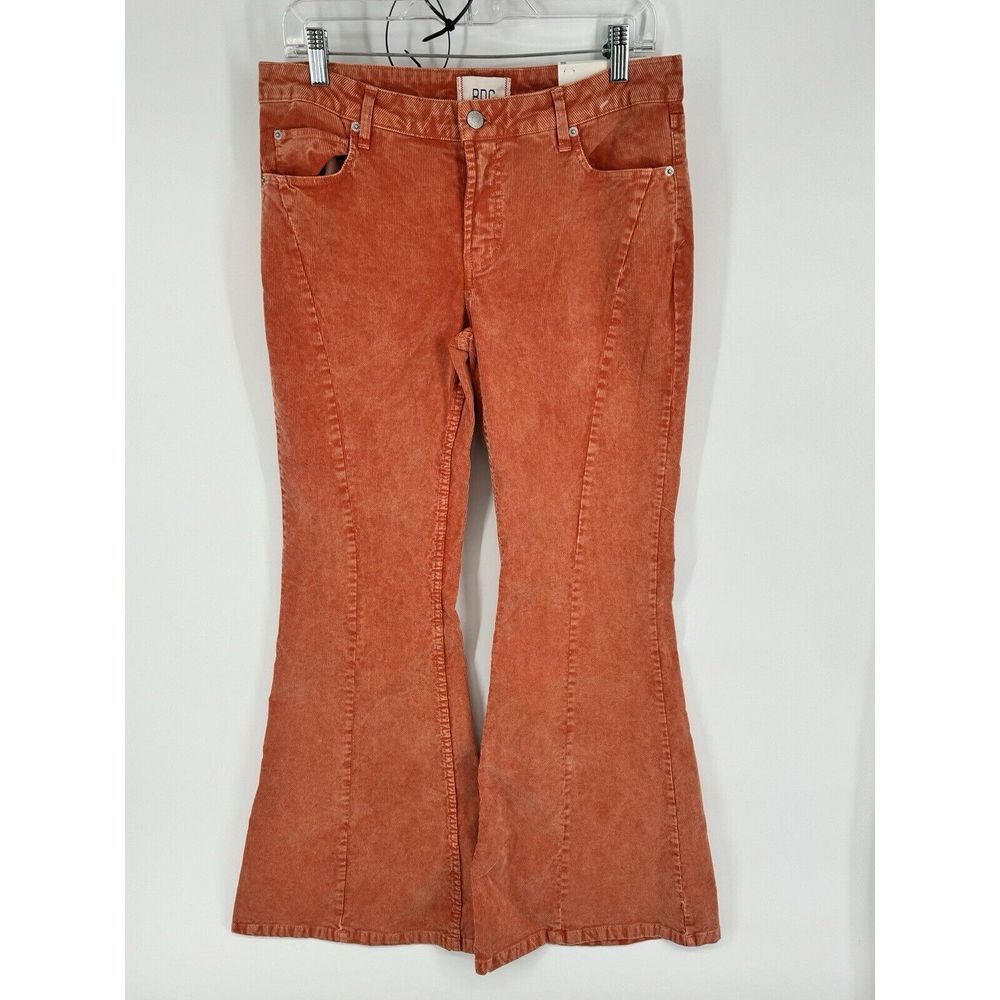 BDG Urban Outfitters Womens Corduroy Pants Extreme Flare Stretch Orange 28
